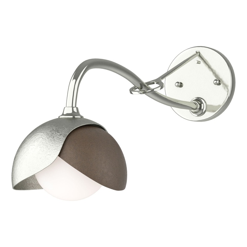 Brooklyn 1-Light Double Shade Long-Arm Sconce Sterling Bronze
