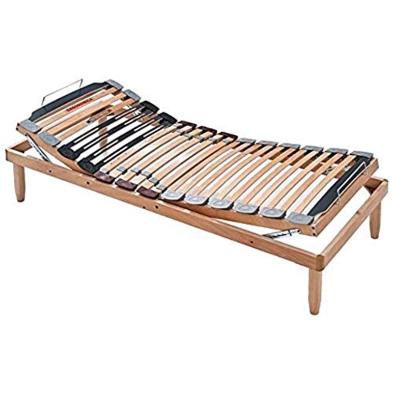 Evergreenweb – Rete una Piazza e Mezza 120×200 con Doghe in Legno Naturale Alzata Manuale ALZA TESTA e PIEDI Ortopedica Regolatori di Rigidit, 4 Gambe Incluse GRATIS, Base Letto da Incasso Rinforzata