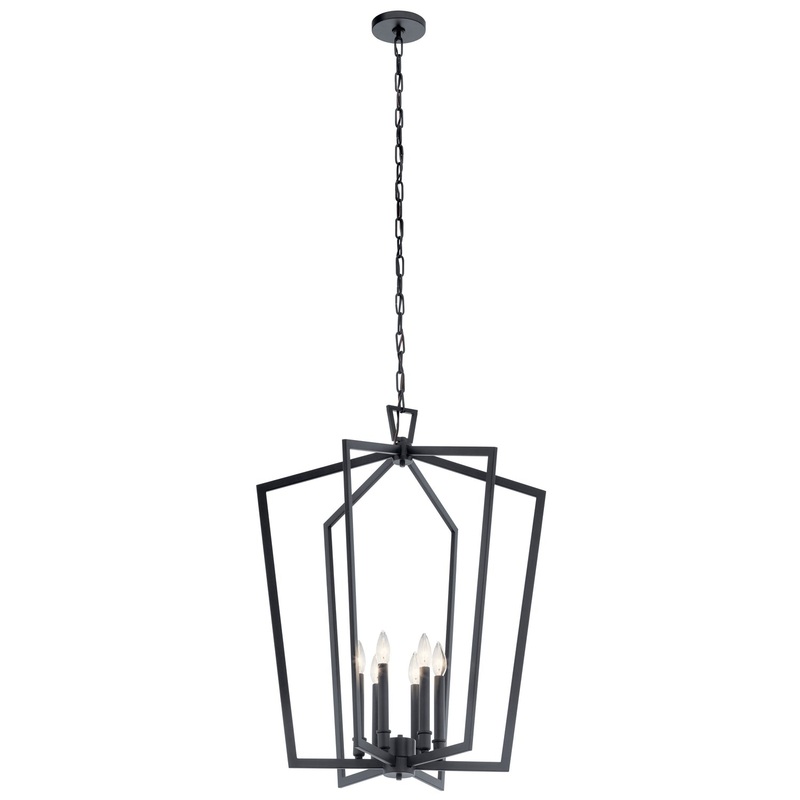 Kichler 43495BK Six Light Foyer Pendant, Black