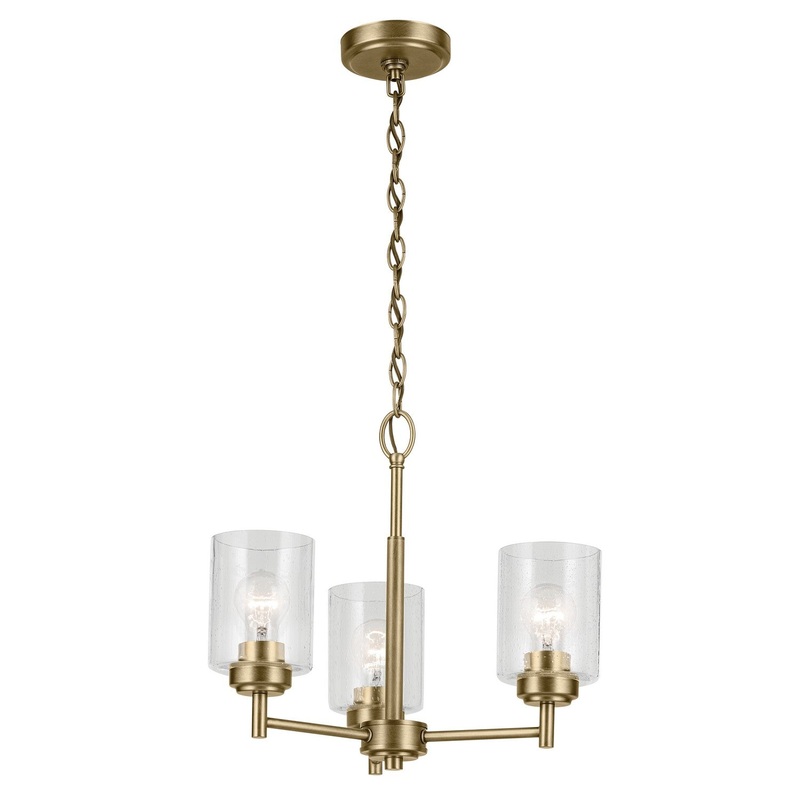Kichler 44029NBR Three Light Mini Chandelier, Natural Brass