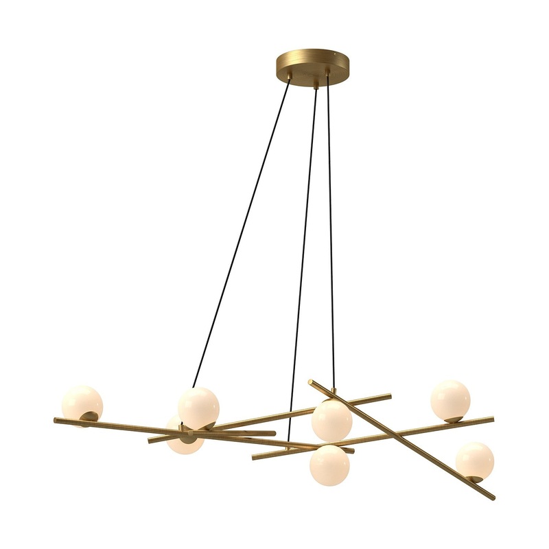 LED Chandelier from the Amara Collection in Brushed Gold/Glossy Opal Finish by Kuzco Lighting