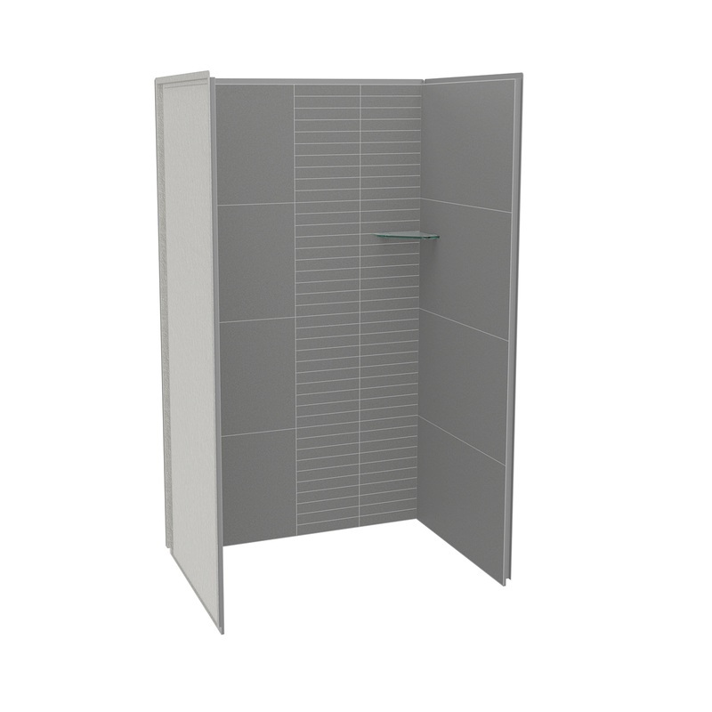 MAAX 107459-306-514 Utile 4832 Composite Direct-to-Stud Three-Piece Alcove Shower Wall Kit in Erosion Pebble Grey