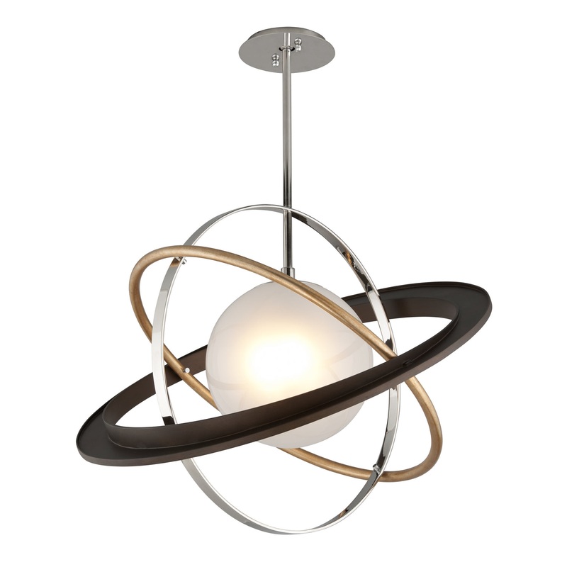 One Light Pendant from the Apogee Collection in Bronze Gold Leaf And Stainless Finish by Troy Lighting