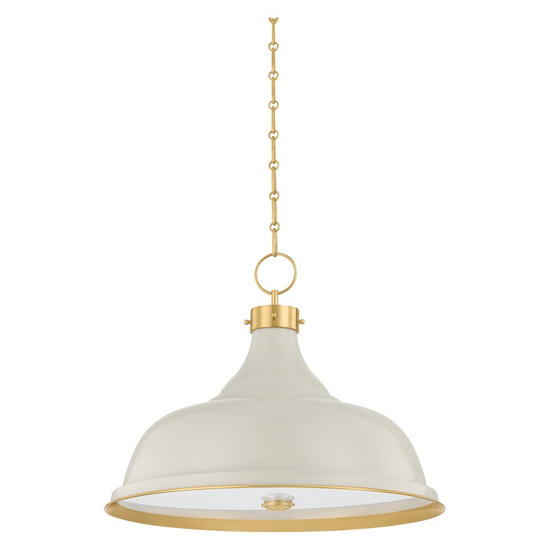 Painted No.1 4-Light Pendant Aged Brass/Off-White