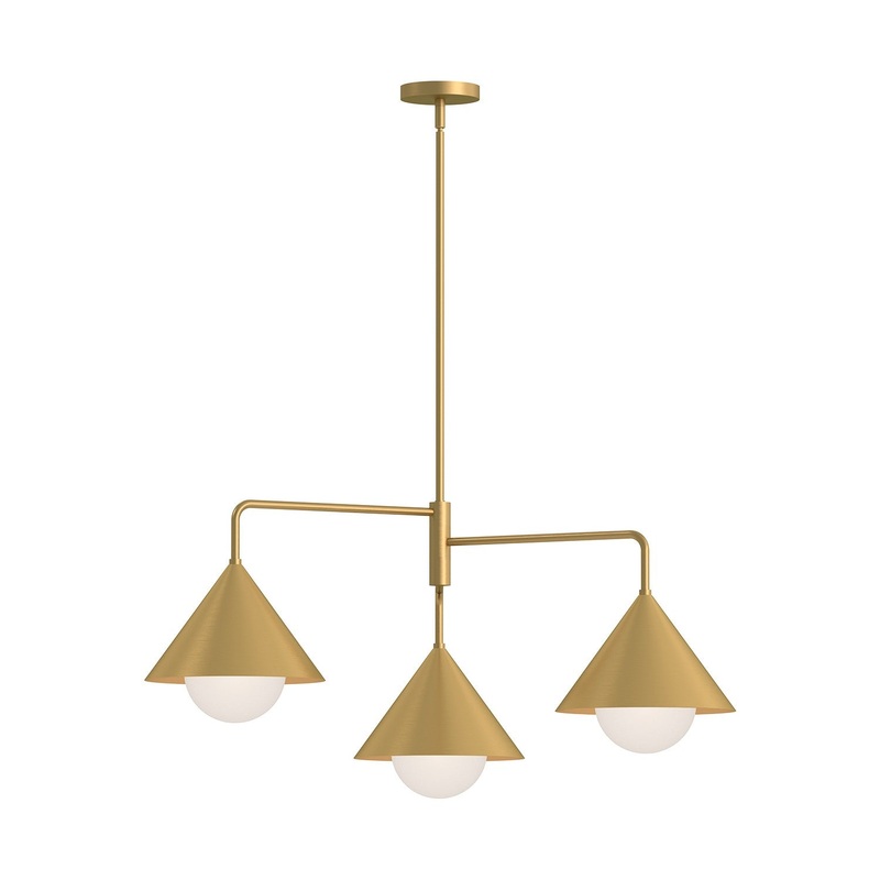 Three Light Chandelier from the Remy Collection in Brushed Gold/Opal Glass|Matte Black/Opal Glass|White/Opal Glass Finish by Alora