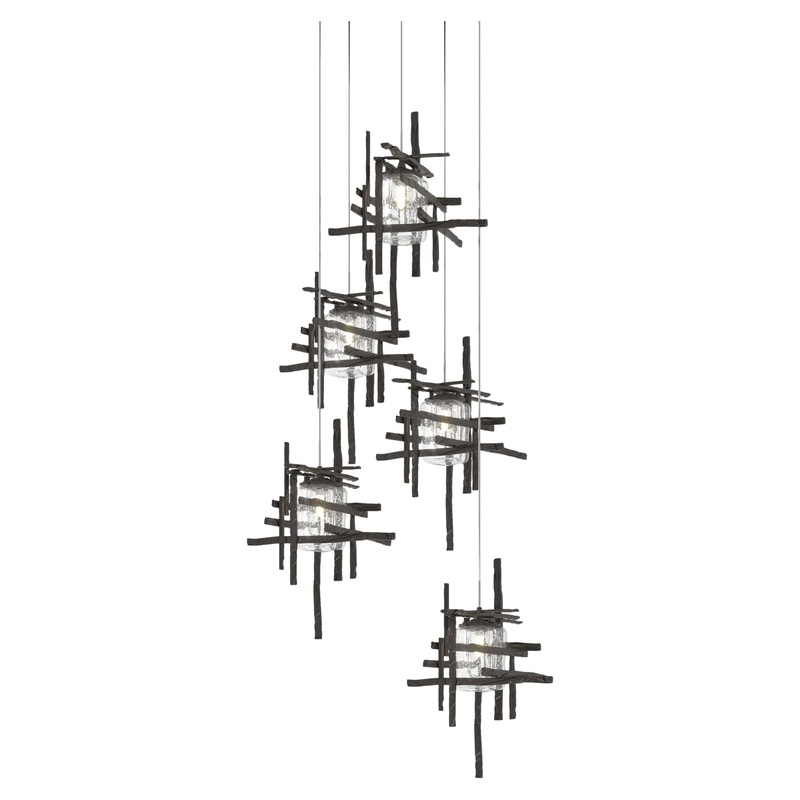 Tura 5-Light Seeded Glass Pendant Oil Rubbed Bronze