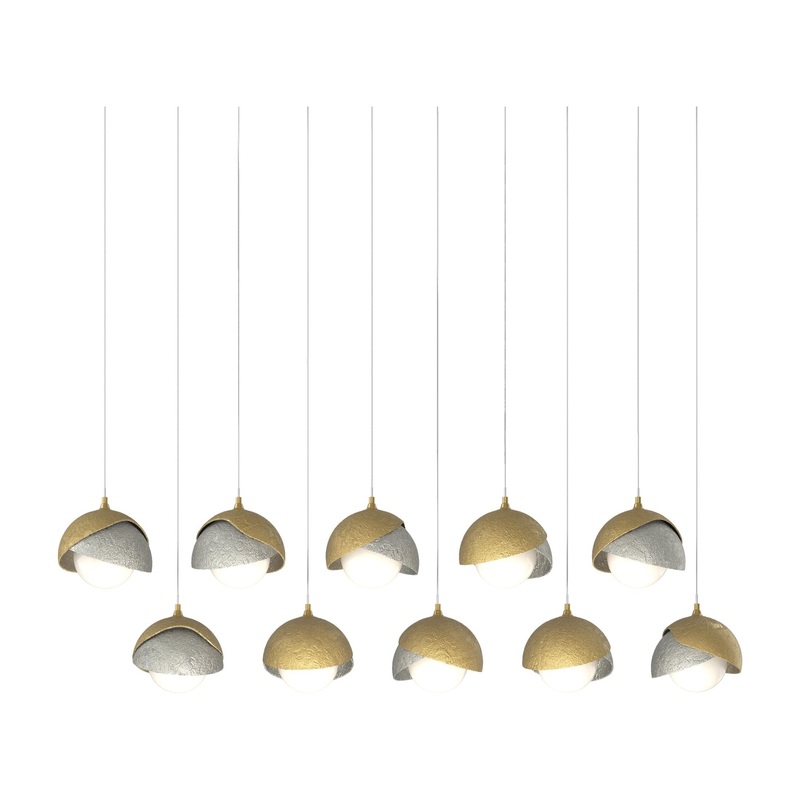 Brooklyn 10-Light Double Shade Pendant Modern Brass Sterling