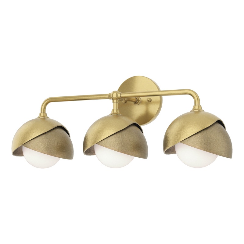 Brooklyn 3-Light Double Shade Bath Sconce Modern Brass Soft Gold