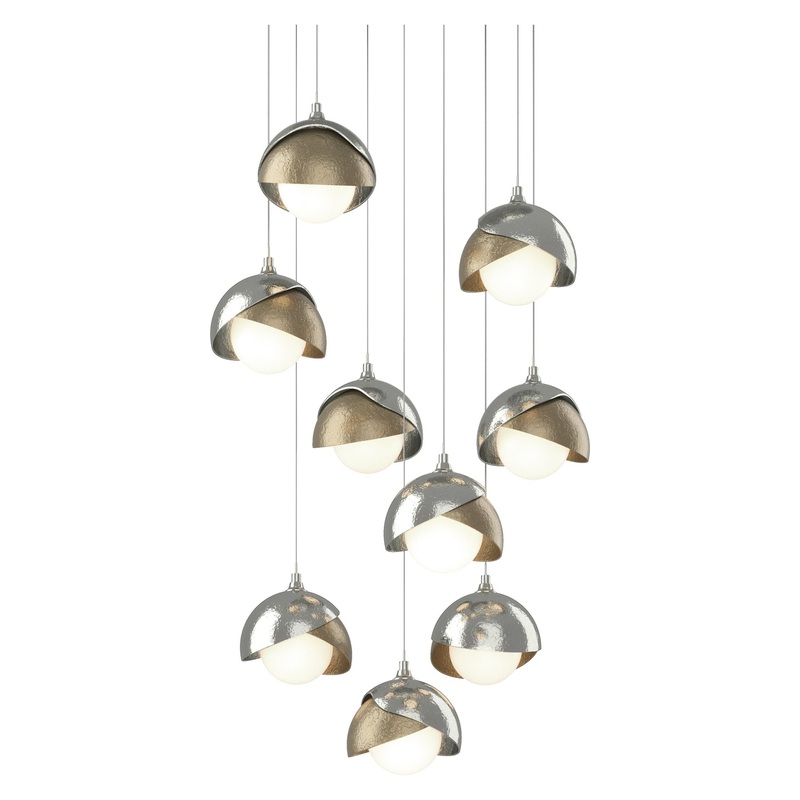 Brooklyn 9-Light Double Shade Pendant Sterling Soft Gold