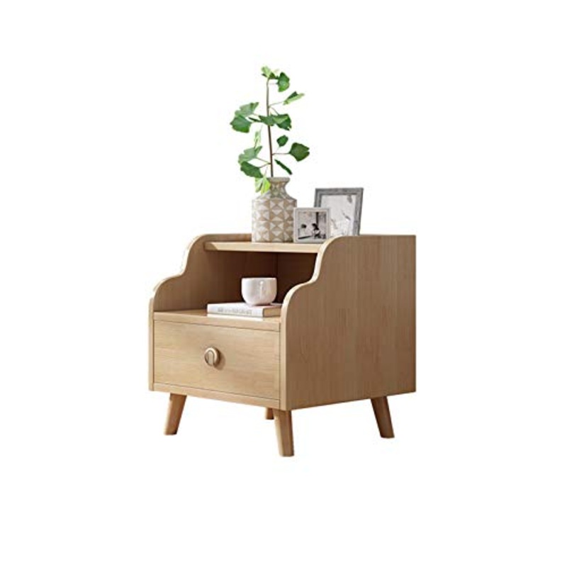 Comodino in Legno, con Cassettiera Comodino Simplicity, per Camera da Letto/Soggiorno/Corridoio (Colore Legno)