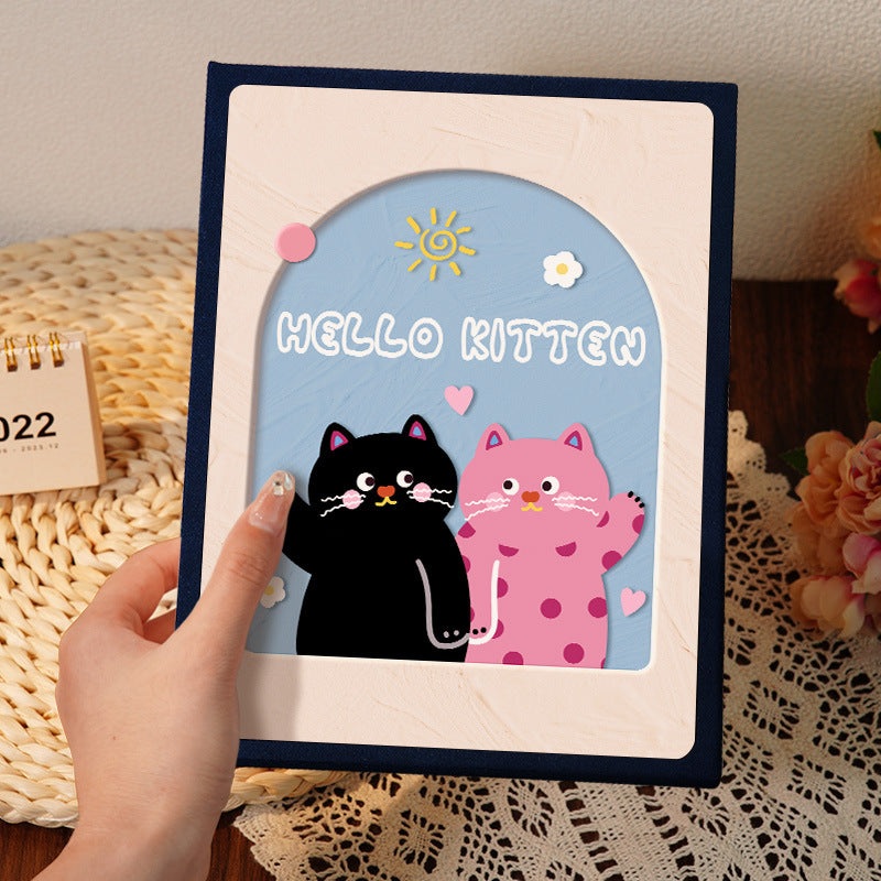 Cover 4 Colorful 7-Inch 100-Photo Cartoon Cat Album – Large Capacity Family Photo Storage Book with Suede and Crystal Cover