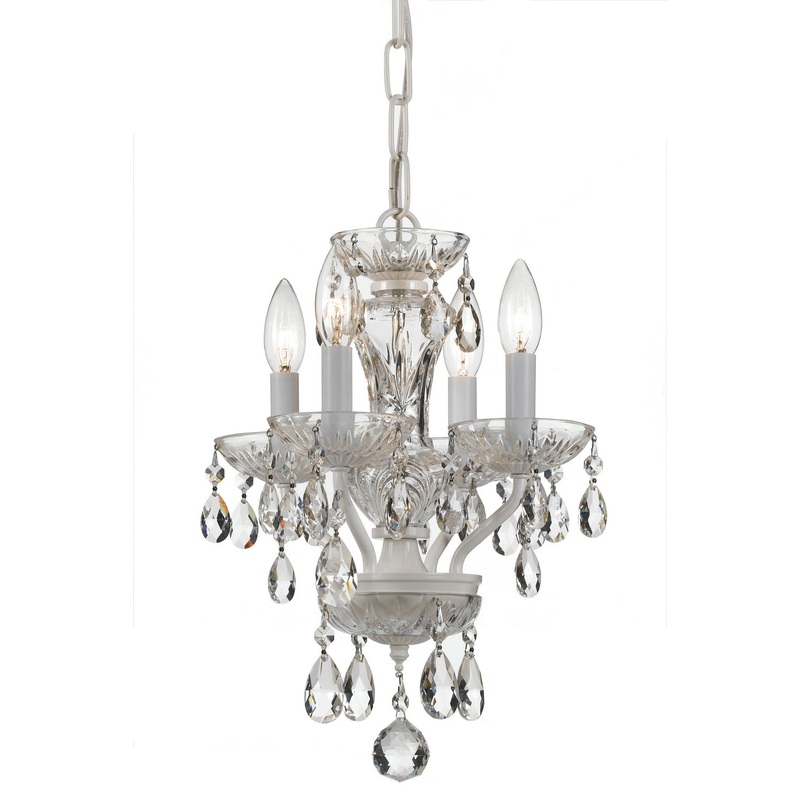 Crystorama 5534-WW-CL-SAQ Traditional Crystal Four Light Mini Chandelier Wet White