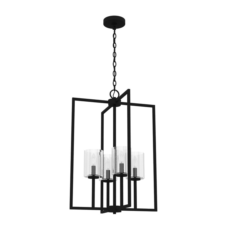 Four Light Foyer Pendant from the Kerrison Collection in Natural Black Iron Finish by Hunter