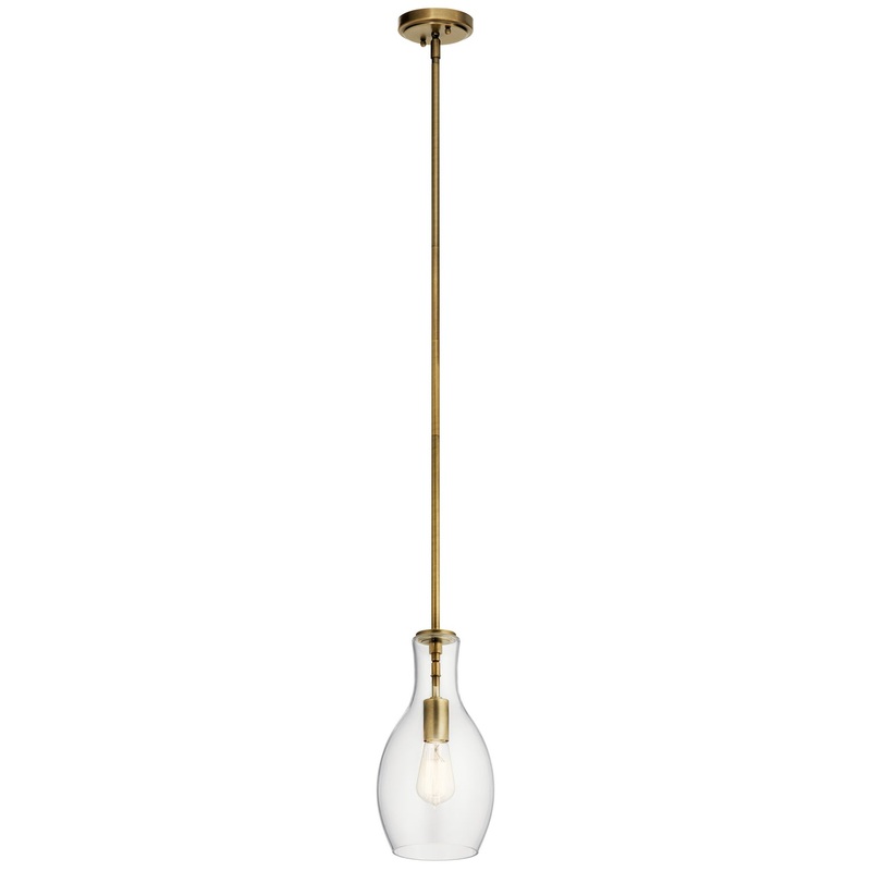 Kichler 42456NBR One Light Pendant, Natural Brass