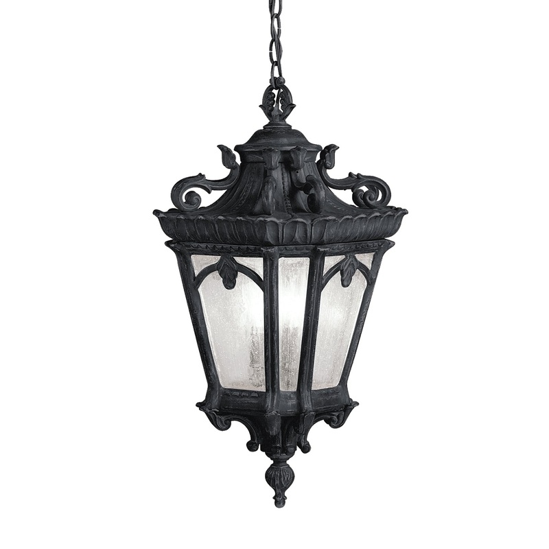 Kichler 9855BKT Three Light Outdoor Pendant, Textured Black