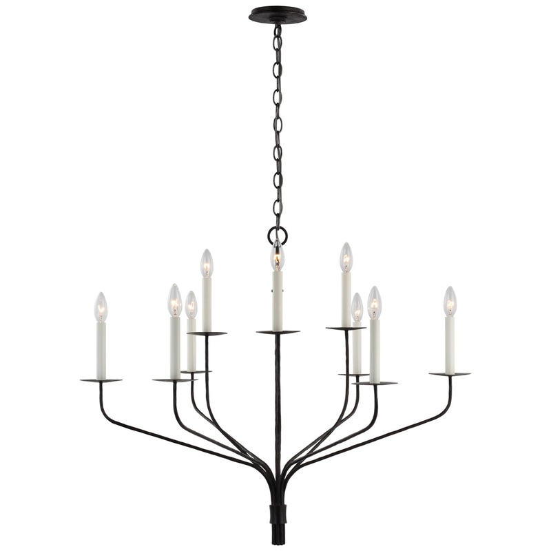 LED Chandelier from the Belfair Collection in Aged Iron Finish by Visual Comfort Signature