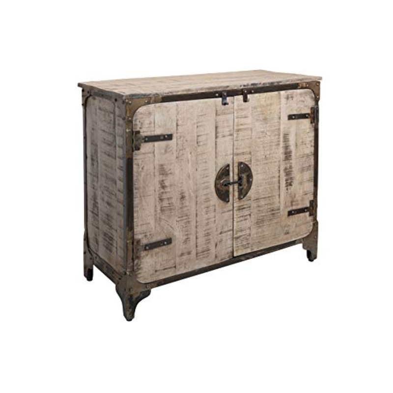 MASSIVMOEBEL24.DE Tokyo #204 Com in Legno di Mango e Ferro – Laccato/Marrone 90x40x85