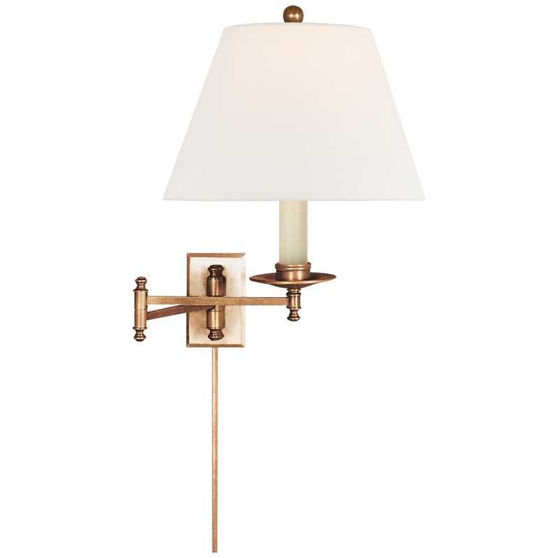 One Light Swing Arm Wall Sconce from the Dorchester3 Collection in Antique-Burnished Brass Finish by Visual Comfort Signature