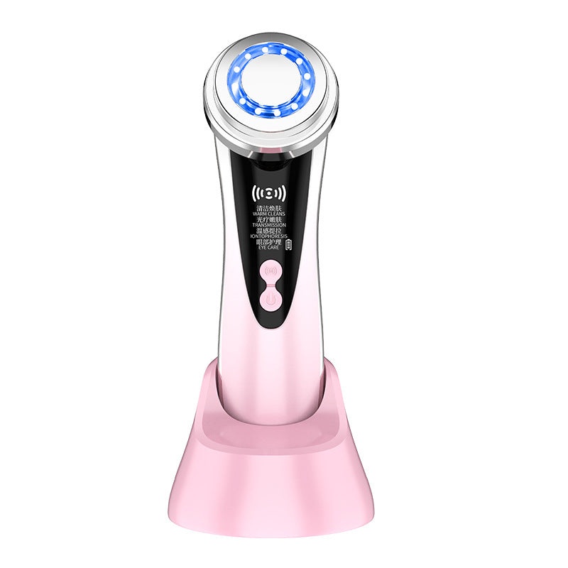 4-in-1 Facial Beauty Device – LED Light Therapy, Warm Lifting, Ion Cleansing & Eye Care(pink)