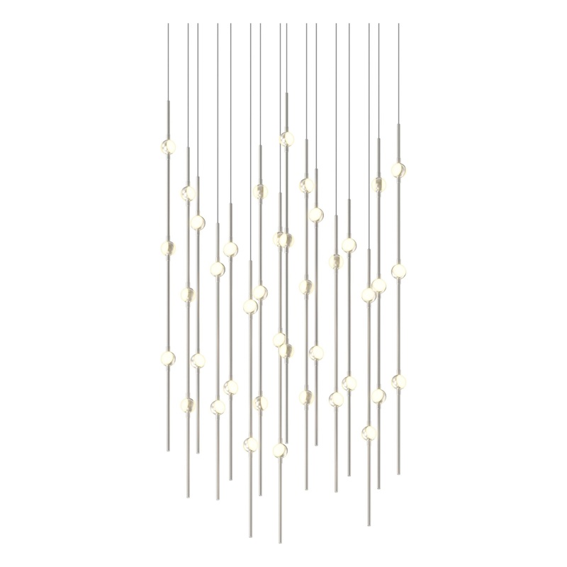 Aries 24″ Square LED Pendant Satin Nickel with White Optical Acrylic 2700K 10′ Adjustable Cord