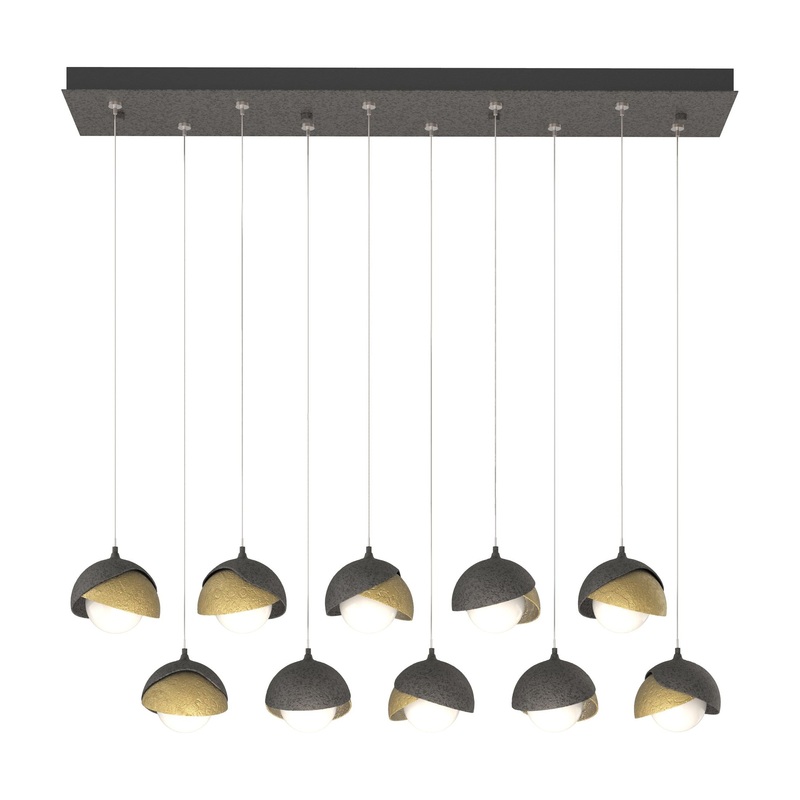 Brooklyn 10-Light Double Shade Pendant Natural Iron Modern Brass