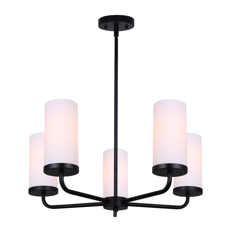 Canarm ICH2029B05BK Malloy Five Light Chandelier Matte Black