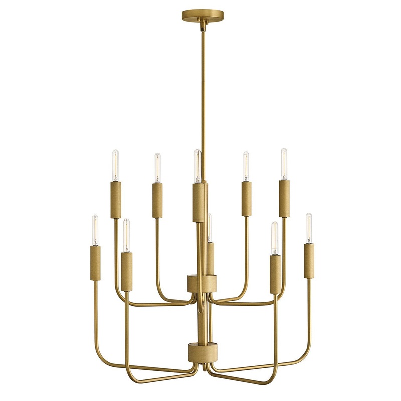 LED Chandelier from the Austen Collection in Lacquered Brass Finish by Lark