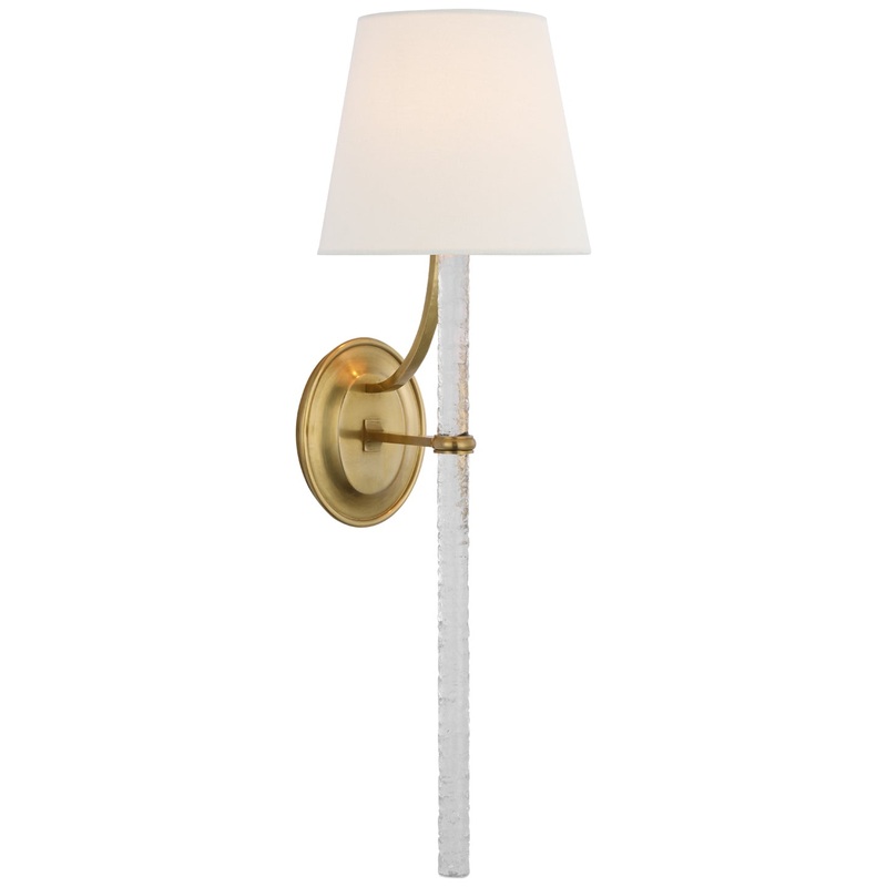 LED Wall Sconce from the Abigail Collection in Soft Brass and Clear Wavy Glass Finish by Visual Comfort Signature