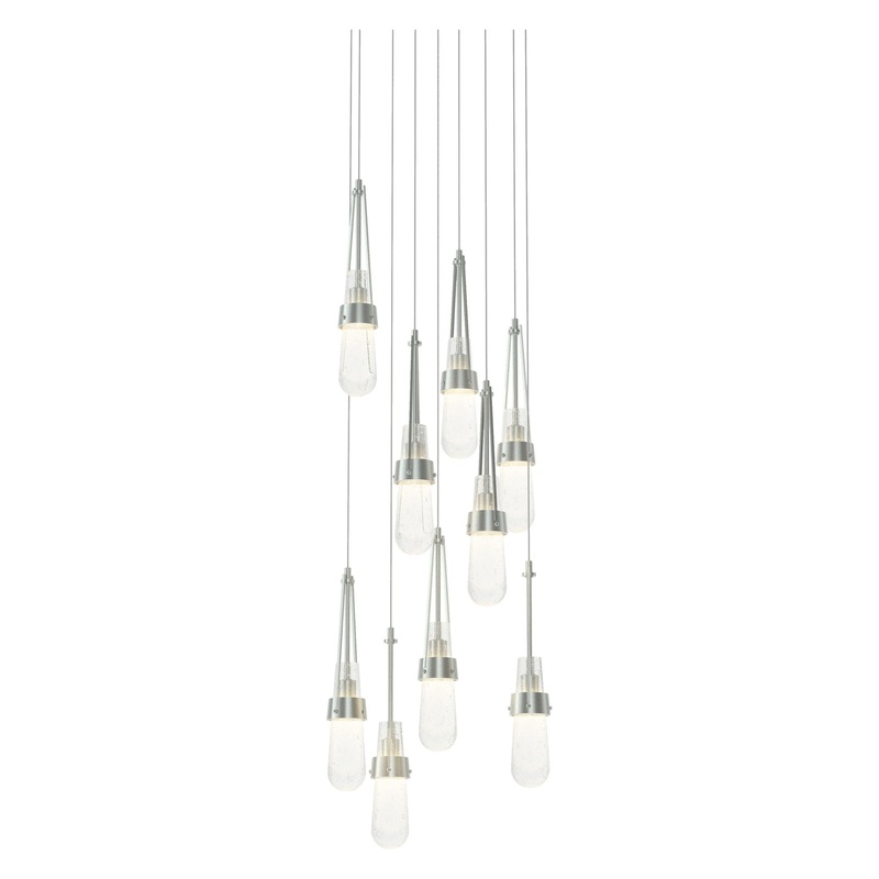 Link 9-Light Blown Glass Pendant Vintage Platinum Clear Bubble Glass (YG)