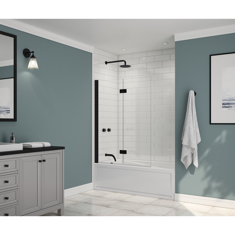 MAAX 137600-900-340-000 Edge Access 42 x 56 in. 6 mm Pivot Tub Screen for Alcove Installation with Clear glass in Matte Black