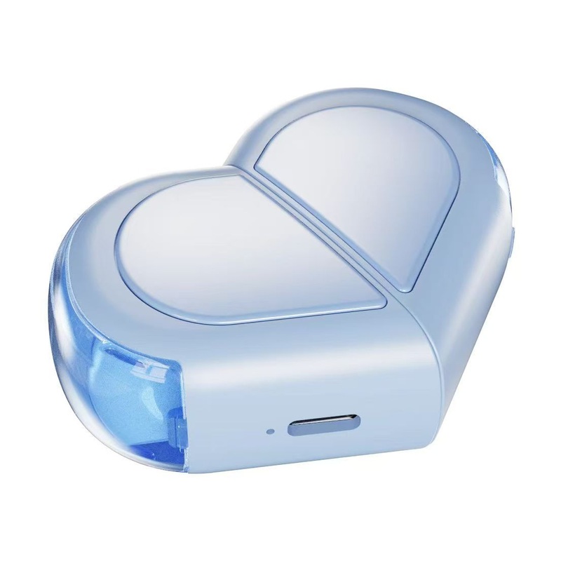 Mini True Wireless Bluetooth 5.3 Earbuds – Heart/Capsule Case, Touch Control, Auto-Connect(blue)