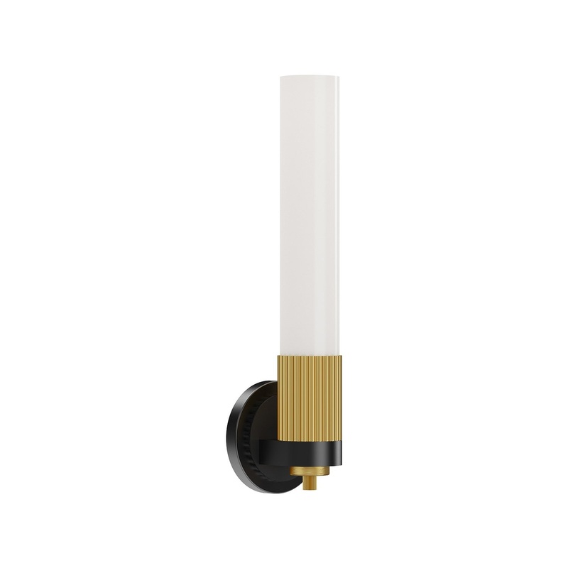 One Light Wall Sconce from the Rue Collection in Brushed Gold|Matte Black/Brushed Gold|Warm Bronze Finish by Alora