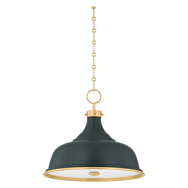 Painted No.1 3-Light Pendant Aged Brass/Soft Studio Green