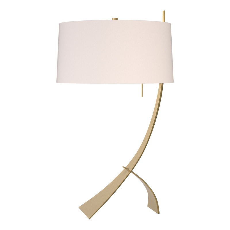Stasis Table Lamp Modern Brass Flax Shade (SE)