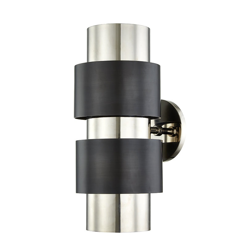 Two Light Wall Sconce from the Cyrus Collection in Polished Nickel/Old Bronze Combo Finish by Hudson Valley