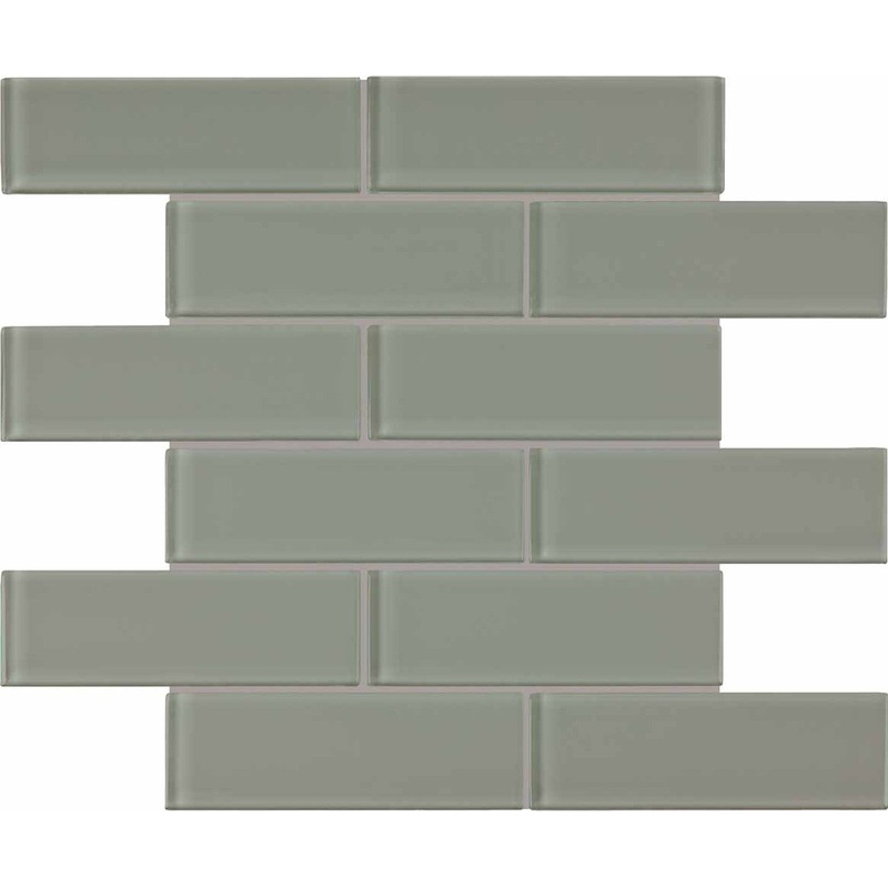 2″ x 6″ Element Smoke Glossy Glass Brick Mosaics. 1 Sheet = .96 Sq. Ft. (35-039)