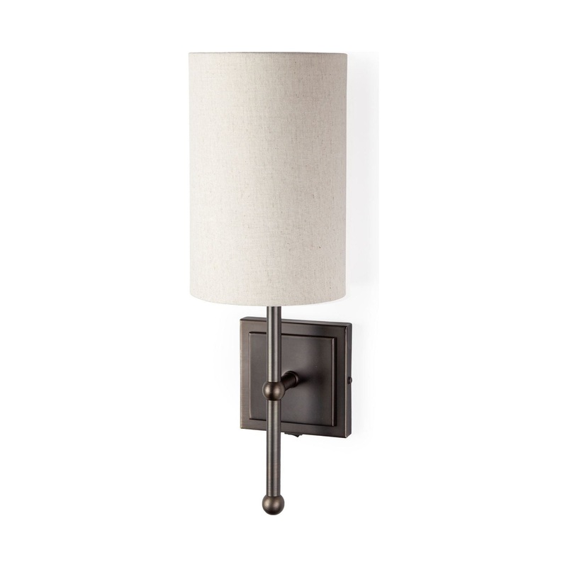 Bourgeois Wall Sconce Brown Metal | White Shade