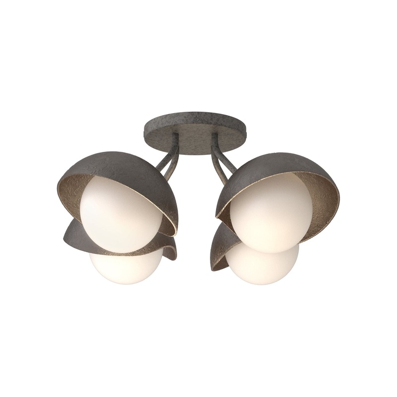 Brooklyn 4-Light Single Shade Semi-Flush Natural Iron Oil Rubbed Bronze