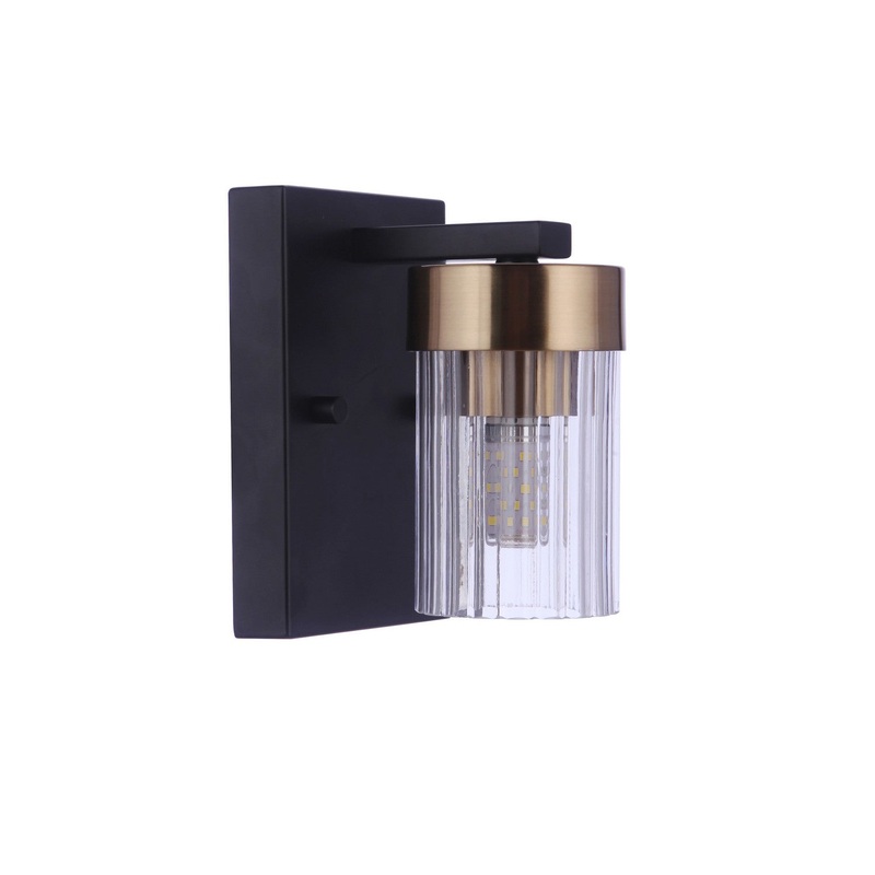 Craftmade 11805FBSB1 Bond Street One Light Wall Sconce Flat Black/Satin Brass