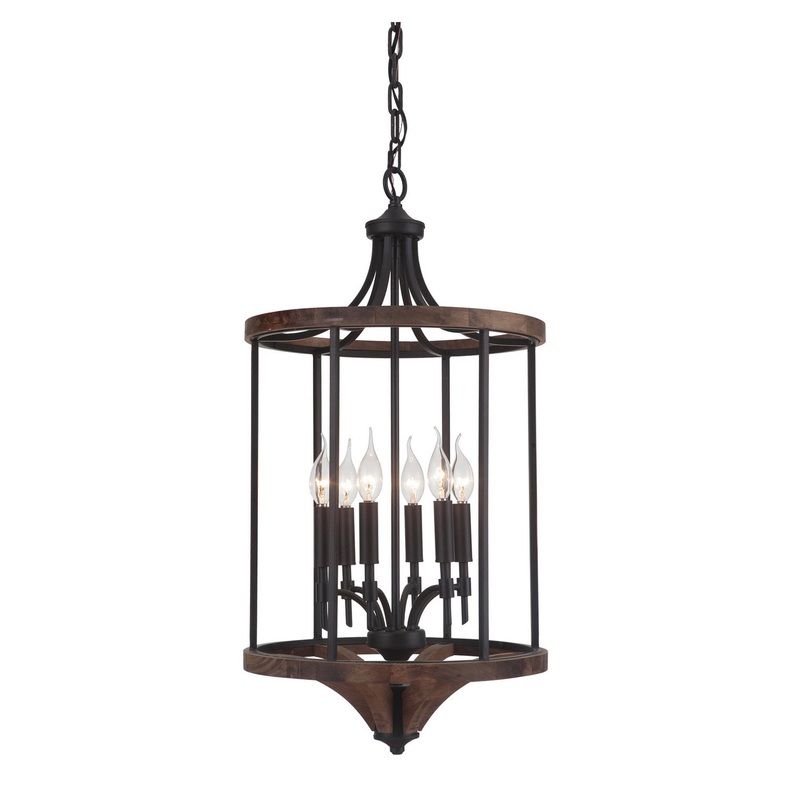 Craftmade 40336-ESPWB Tahoe Six Light Foyer Pendant Espresso/Whiskey Barrel (Discontinued)