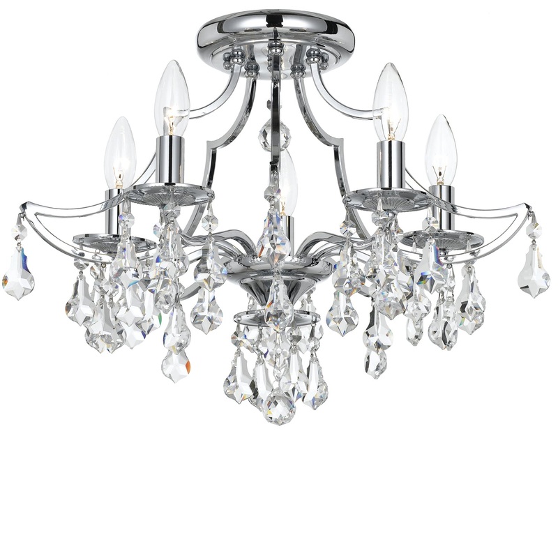 Crystorama 5930-CH-CL-S Cedar Five Light Semi Flush Mount Polished Chrome