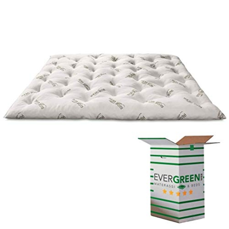 EVERGREENWEB MIGLIOR Topper Materasso Matrimoniale 160×200 Alto 8 cm in Memory Foam e Fodera Aloe Vera, Correttore Letto Rigido Coprimaterasso Imbottitura 100% Effetto Piuma Morbido Futon Ortopedico
