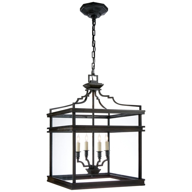 Four Light Lantern from the Mykonos Collection in Aged Iron Finish by Visual Comfort Signature