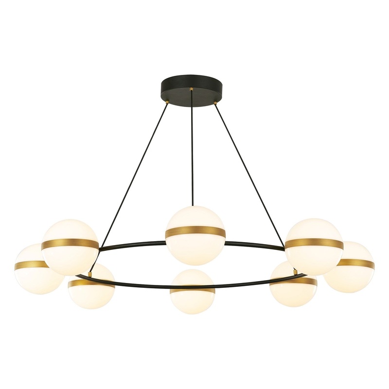 LED Chandelier from the Tagliato Collection in Matte Black/Brushed Gold Finish by Alora