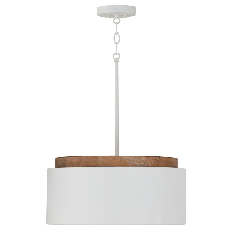 One Light Pendant from the Liam Collection in Light Wood and White Finish by Capital Lighting