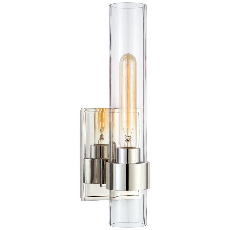 One Light Wall Sconce from the Presidio Collection in Polished Nickel Finish by Visual Comfort Signature