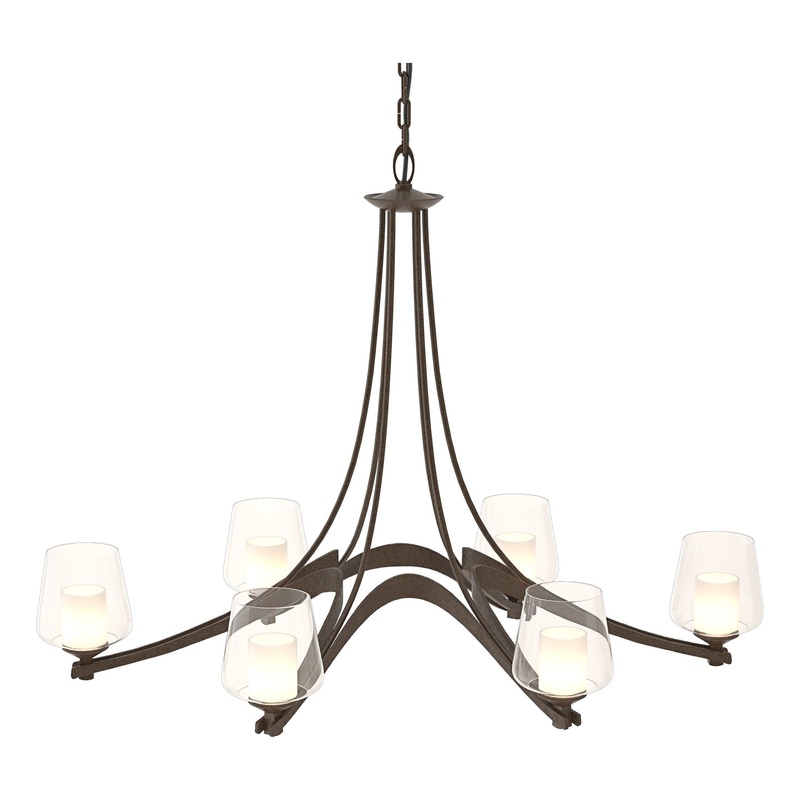 Oval Ribbon 6-Arm Chandelier Bronze