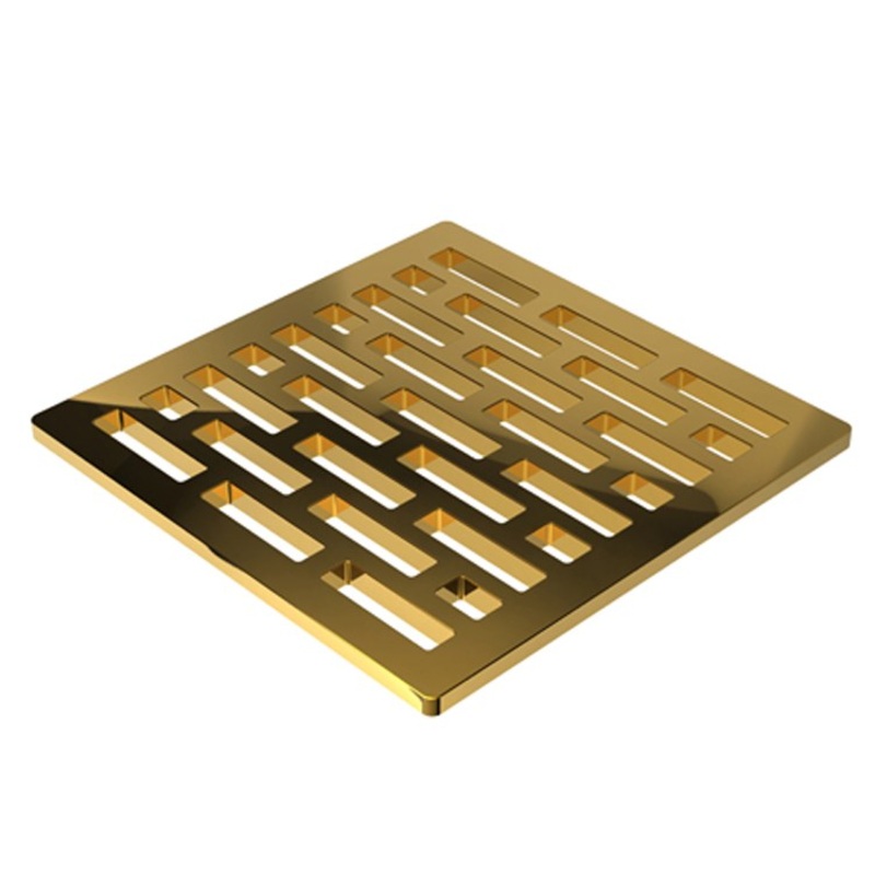 Shower Drain Tub and Shower Square Brick Grid 4 Inch Polished Gold PVD Brass for Requires Drain Throat 277-01 4 Inch