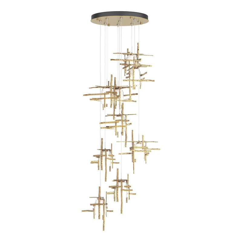 Tura 9-Light Frosted Glass Pendant Modern Brass