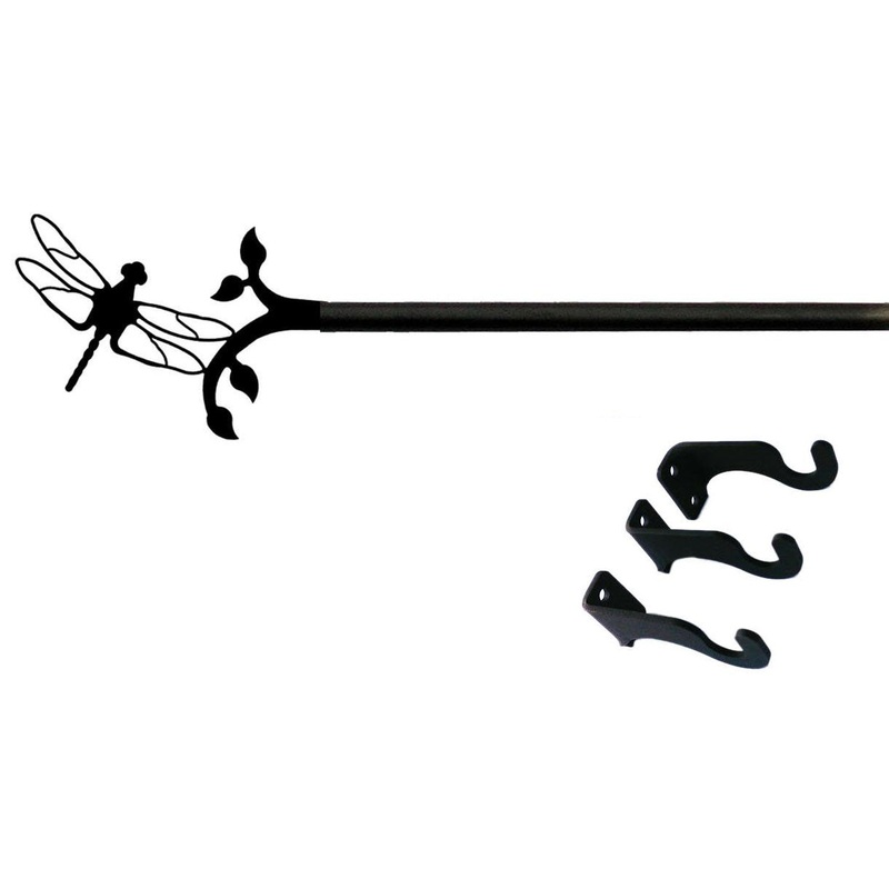 Village Wrought Iron CUR-71-112-S Dragonfly Curtain Rod LG (Hardware is INCLUDED)
